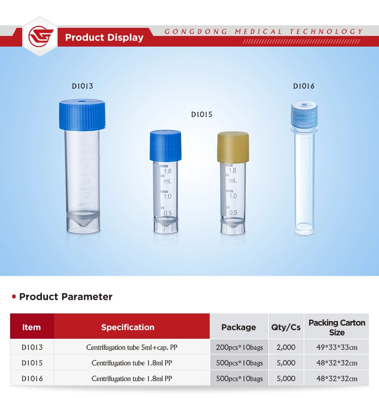 Laboratory Consumable Freezing Plastic Cryovials Cryo Cryogenic Cryo Vials Tube with Flat Bottom